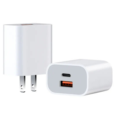 US 2-Pin 30W Dual Port Wall Charger USB-C & USB-A Output Fast Charging Power Adapter per telefono, tablet, fotocamera