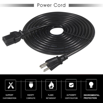 QIUCABLE Cavo di alimentazione per monitor di ricambio 12ft - Cavo di alimentazione per PC, da NEMA 5-15P a connettore IEC C13 SJT 18AWG (B09N3K9VJT)
