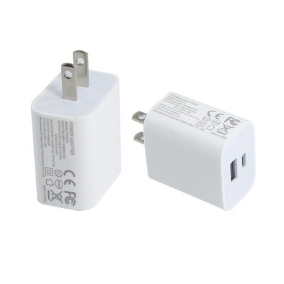 Caricabatterie da muro USB a 2 porte da 20 W con 2 pin US – Adattatore di alimentazione a ricarica rapida di tipo C e USB-A per telefono, tablet, fotocamera