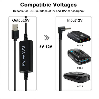 Cable di alimentazione da 5V a 12V da USB a angolo destro DC - Adaptatore di potenziamento di tensione per router, striscia LED, fotocamera, ventola