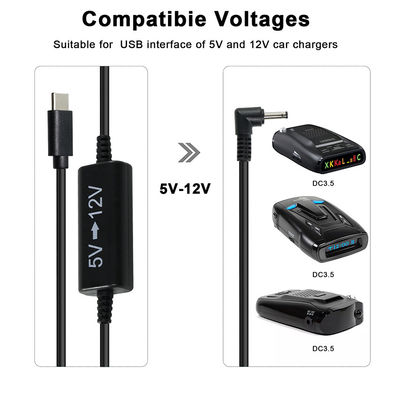 Cavo USB-C a 12V Step-Up con spina a corrente continua ad angolo retto - 5V a 12V cavo convertitore di potenza per router, LED, fotocamera, ventola