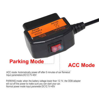 Cavo di alimentazione OBD2 a DC 5.5x2.1mm per Dash Cam - Adattatore cablato ACC/Modalità parcheggio con interruzione intelligente della tensione per DVR auto 12V