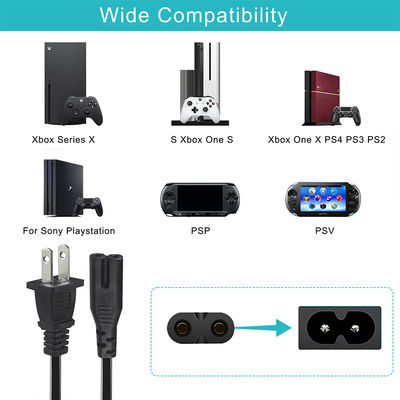 Cavo di alimentazione NEMA 1-15P a IEC C7 - Spina piatta a connettore a 8 per laptop, lettore DVD, console di gioco, piccoli elettrodomestici