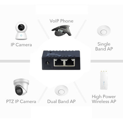 Iniezione PoE attiva - 48V Power Over Ethernet Adapter IEEE 802.3af/at Compatibile per telecamere IP, AP wireless, telefoni VoIP