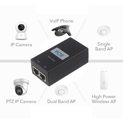 Iniezione PoE attiva desktop - 48V Power Over Ethernet Adapter IEEE 802.3af/at per telecamere IP, AP wireless, telefoni VoIP