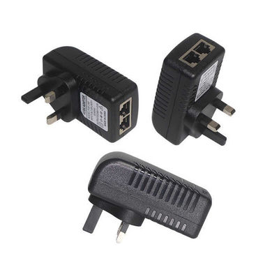 UK Plug PoE Injector Adapter -48V Fornitore di alimentazione attiva su Ethernet per telecamere IP, AP wireless, telefono VoIP