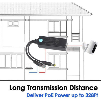 PoE Splitter con uscita DC - 48V a 12V/9V/5V Step Down Power Over Ethernet Converter per fotocamera IP, Raspberry Pi, Access Point