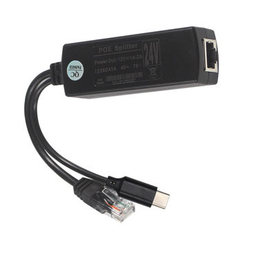Splitter PoE con uscita USB-C - Convertitore Power Over Ethernet da 48V a 5V/9V/12V per Tablet, Telefono, Raspberry Pi, Dispositivi USB-C