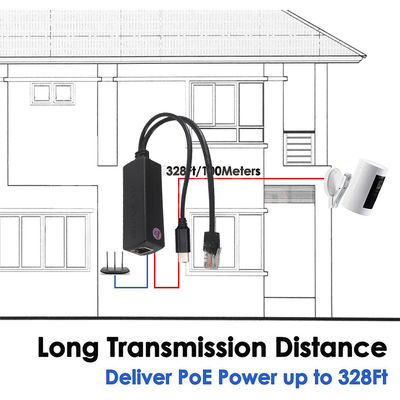 Splitter PoE con uscita USB-C - Convertitore Power Over Ethernet da 48V a 5V/9V/12V per Tablet, Telefono, Raspberry Pi, Dispositivi USB-C
