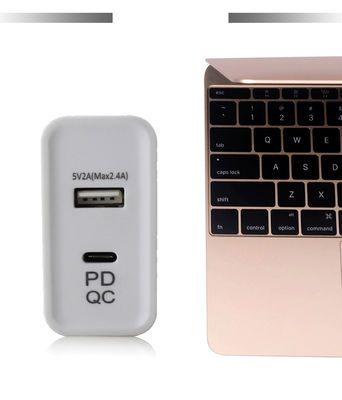Caricabatterie a parete a 2 porte ¥ 45W Adapter di ricarica veloce con usb-c e usb-a per telefono, tablet, laptop, uso domestico e di viaggio