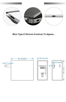 Caricabatterie a parete a 2 porte ¥ 45W Adapter di ricarica veloce con usb-c e usb-a per telefono, tablet, laptop, uso domestico e di viaggio