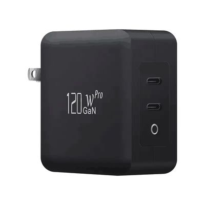 US 2-Pin Wall Charger con doppia porta USB-C, uscita ad alta velocità da 120W, adattatore di ricarica veloce per laptop / tablet