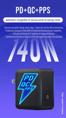 US 2-Pin Wall Charger con doppia porta USB-C, uscita ad alta velocità da 120W, adattatore di ricarica veloce per laptop / tablet
