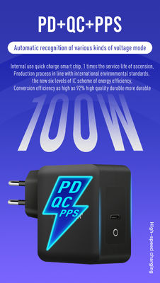 Caricabatterie a muro a 2 pin con porta USB-C, adattatore di alimentazione ad alta velocità da 100W per laptop/tablet/telefono