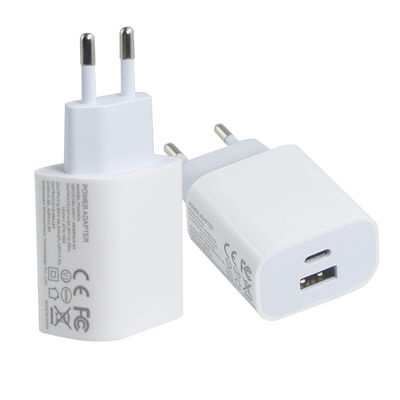 Caricabatterie da parete EU a 2 pin con porte USB-C e USB-A, adattatore di alimentazione compatto a doppia porta da 20 W per la ricarica di telefoni e tablet