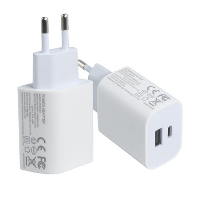 Caricabatterie da parete EU a 2 pin con porte USB-C e USB-A, adattatore di alimentazione compatto a doppia porta da 20 W per la ricarica di telefoni e tablet