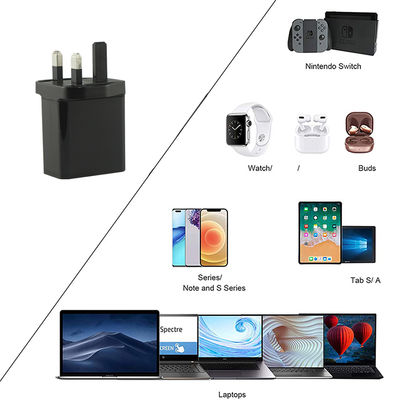 EU 2-Pin USB-C e USB-A Wall Charger, 45W Dual Port Power Adapter per laptop, tablet e smartphone