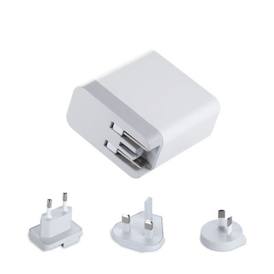 Caricabatterie da parete USB multi-porta con spine intercambiabili, adattatore di alimentazione USB-A e USB-C da 60W per casa, ufficio e viaggi