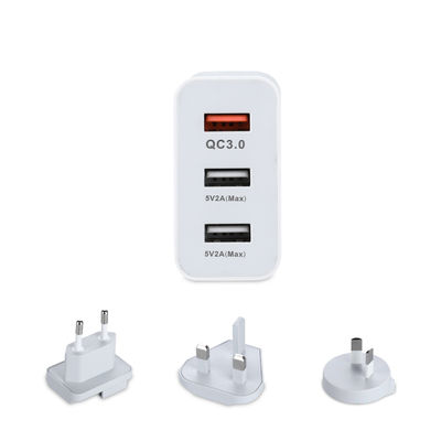 Caricabatterie da parete USB multi-porta con spine intercambiabili, adattatore di alimentazione USB-A e USB-C da 60W per casa, ufficio e viaggi