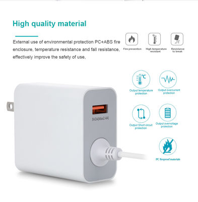 Caricabatterie da parete USB-C US da 60W con cavo fisso, adattatore di alimentazione Type-C ad alta velocità per smartphone, tablet e laptop