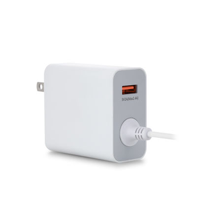 Caricabatterie da parete USB-C US da 60W con cavo fisso, adattatore di alimentazione Type-C ad alta velocità per smartphone, tablet e laptop