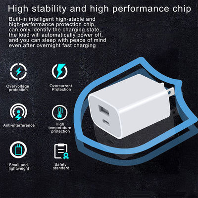 20W USB-C e USB-A US Wall Charger con cavo, Fast Charging Power Adapter per smartphone e tablet
