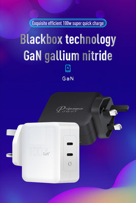 Caricabatterie USB-C UK a 2 pin con doppie porte, adattatore di alimentazione tipo C ad alta velocità da 100 W per laptop, tablet e smartphone