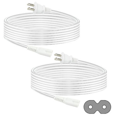 QIUCABLE TV Power Cord - 2Pack 10FT 2 Prong Non Polarized Plug NEMA 1-15P to C7 Figura 8 Corde di alimentazione di ricambio (B0D7RKLTSJ)