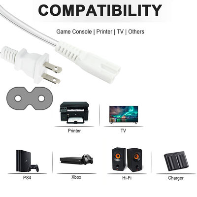 QIUCABLE TV Power Cord - 2Pack 10FT 2 Prong Non Polarized Plug NEMA 1-15P to C7 Figura 8 Corde di alimentazione di ricambio (B0D7RKLTSJ)