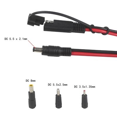 Cable dell'adattatore coassiale SAE a corrente continua - 6Ft 14AWG Disconnessione a rilascio rapido 5.5mmx2.1mm Jack maschile di estensione di potenza con 8mm 2.5mm 3.5mm Adaptatori per l'automotive (B09N3LCJ4F)