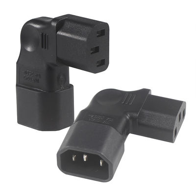 QIUCABLE Adaptore IEC ad angolo sinistro, C14 maschio a C13 femmina, presa a 90 gradi, 250V CA, 10A Max, 100% rame puro, giacca in PVC (B09V122QLV)
