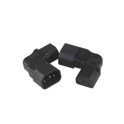 QIUCABLE Adaptore IEC ad angolo sinistro, C14 maschio a C13 femmina, presa a 90 gradi, 250V CA, 10A Max, 100% rame puro, giacca in PVC (B09V122QLV)