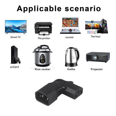 QIUCABLE Adaptore IEC ad angolo sinistro, C14 maschio a C13 femmina, presa a 90 gradi, 250V CA, 10A Max, 100% rame puro, giacca in PVC (B09V122QLV)