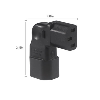QIUCABLE Adaptore IEC ad angolo sinistro, C14 maschio a C13 femmina, presa a 90 gradi, 250V CA, 10A Max, 100% rame puro, giacca in PVC (B09V122QLV)