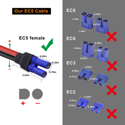 EC5 a 2-Pin Rectangular DC Connector Cable 12AWG per sistemi solari