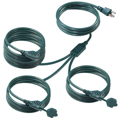 NEMA 5-15P a 3-way US Outlet Splitter Power Extension Cord 125V AC