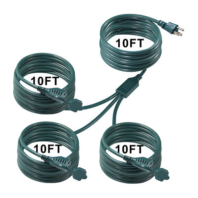 NEMA 5-15P to 3-Way US Outlet Splitter Power Extension Cord - 125V AC Heavy-Duty Cable for Home, Office, Workshop