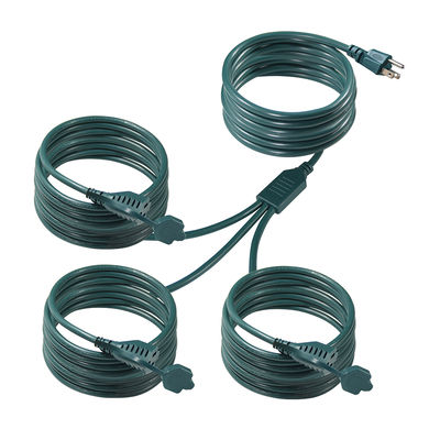 NEMA 5-15P a 3-way US Outlet Splitter Power Extension Cord 125V AC