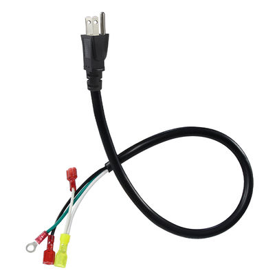 Cavo di alimentazione con spina US 3P ad angolo retto a terminali a forcella/ad anello, cavo precablato a 3 fili 14AWG per amplificatori e apparecchiature audio, 3/6FT