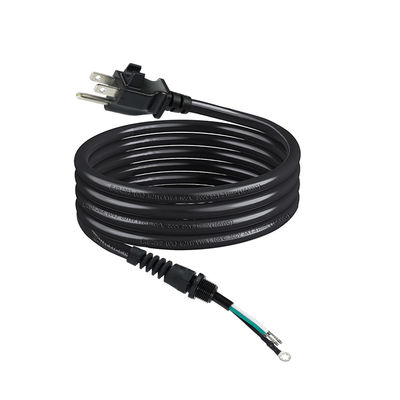 Prolunga con estremità aperta a 3 poli, spina NEMA 5-15P a filo scoperto, cavo di alimentazione 14AWG con clip fermacavo antistrappo, per uso interno/esterno