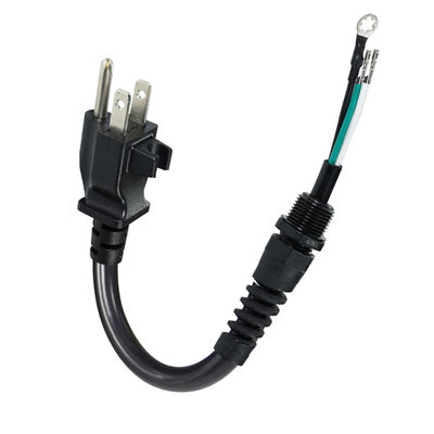 Prolunga con estremità aperta a 3 poli, spina NEMA 5-15P a filo scoperto, cavo di alimentazione 14AWG con clip fermacavo antistrappo, per uso interno/esterno