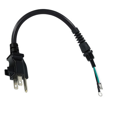 Prolunga con estremità aperta a 3 poli, spina NEMA 5-15P a filo scoperto, cavo di alimentazione 14AWG con clip fermacavo antistrappo, per uso interno/esterno