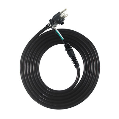 Prolunga con estremità aperta a 3 poli, spina NEMA 5-15P a filo scoperto, cavo di alimentazione 14AWG con clip fermacavo antistrappo, per uso interno/esterno