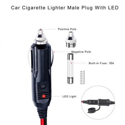 Caricabatterie per auto da 12-24 Volt con adattatore per accendisigari maschio-maschio