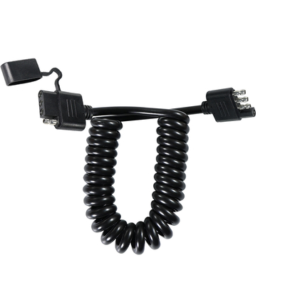 Cavo di prolunga per luci rimorchio a spirale a 4 pin, impermeabile, 1,2 m, nero