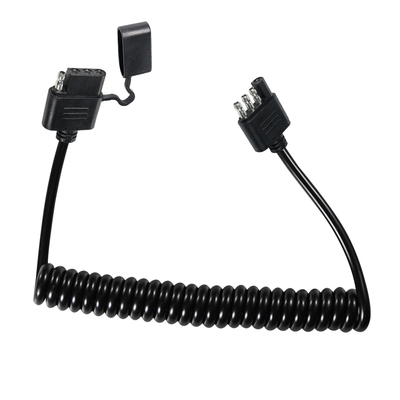 Cavo di prolunga per luci rimorchio a spirale a 4 pin, impermeabile, 1,2 m, nero