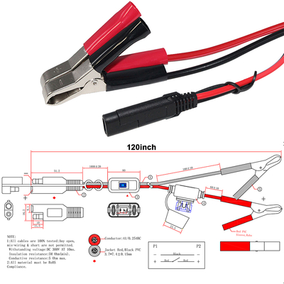 Cavo batteria da SAE a morsetto a coccodrillo con fusibile e interruttore in linea - Cavo di prolunga di alimentazione a 12V per solare, automotive, fai da te