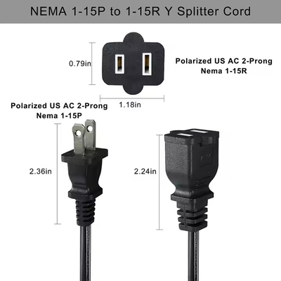 1-a-4 NEMA 1-15P Flat Plug Power Splitter - Spazio risparmiato 125V 15A Multi-Outlet Extension per casa/ufficio