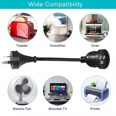 Collegamento AU a 2 x cavo di estensione AUS Socket Splitter - cavo di alimentazione australiano a 3 pin