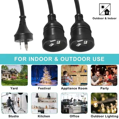 Collegamento AU a 2 x cavo di estensione AUS Socket Splitter - cavo di alimentazione australiano a 3 pin